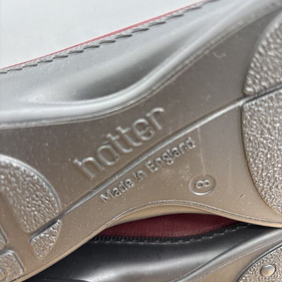 Hotter Havana Women's US 10 Low Wedge Loafer Burgundy Nubuck Woven Leather Toe - Picture 9 of 11